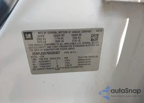 2016 Chevrolet Equinox Ls from USA, damaged, VIN 2GNFLEEK7G6326427